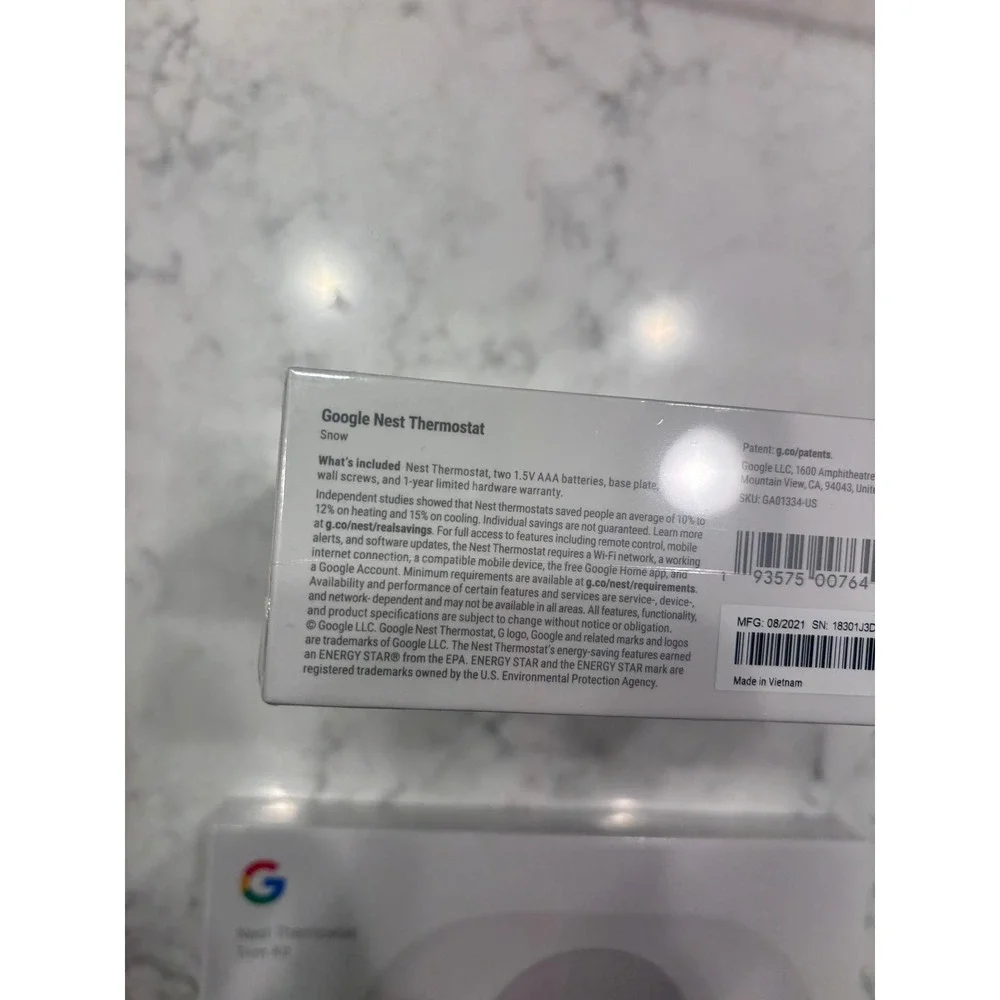 Google Nest Thermostat Snow White with Trim Kit Bundle GA01334-US New Sealed